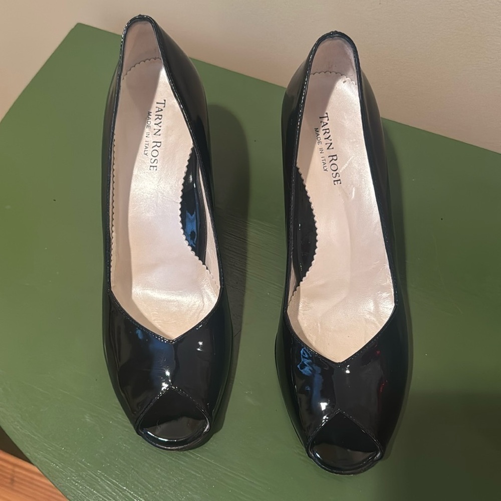 Taryn Rose Saleblack Patent Leather Wedge Shoes Made In Italy